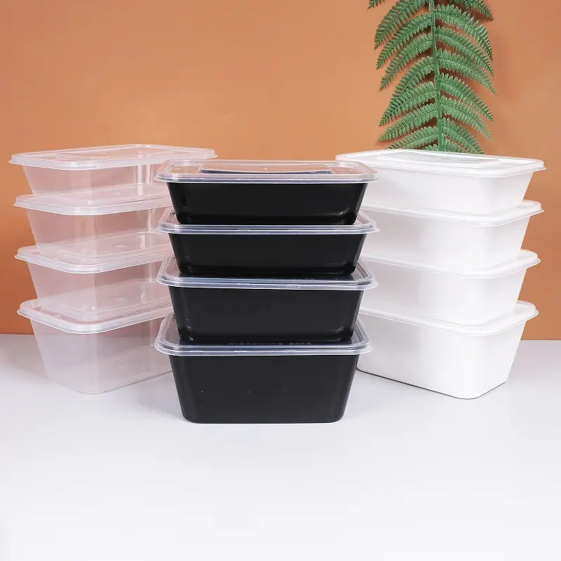 Walson Boîte à lunch en plastique réutilisable de qualité alimentaire à 1 compartiment récipient à emporter à usage unique récipient alimentaire micro-ondable