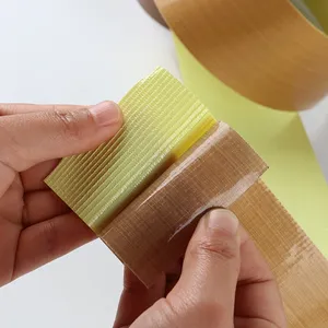 Ruban adhésif en fibre de verre enduit de PTFE jaune de 0,13 mm, 0,18 mm, 1 pouce, antiadhésif, pour gaz, avec papier de protection - Product Image 1