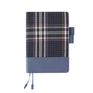 定制面料苏格兰格子封面精装定制日记本印刷生态笔记本A5 A6布可重复使用笔记本