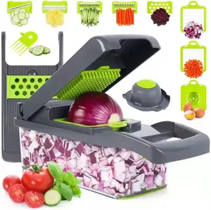 Alat pemotong sayur Manual 22 dalam 1, peralatan dapur pencacah bawang dan buah & sayuran multifungsi