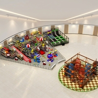 Parque de trampolín deportivo para saltar para niños de interior, equipo de patio extendido de guerreros para niños personalizados