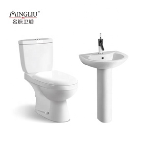 Inodoro de cerámica blanco moderno alargado de dos piezas con sistema de descarga doble y trampa en P, montado en el suelo, para venta al por mayor - Product Image 3