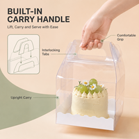Boîte à gâteau personnalisée avec logo, recyclable, de qualité alimentaire, avec poignées, épaisseur 0,33 mm, petite, en plastique PET transparent pour l'emballage de rouleaux