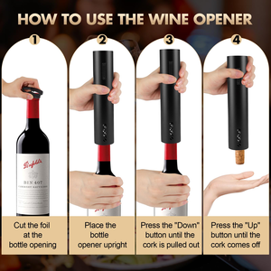 Custom Logo Automatic Electric Wine Opener Rechargeable Wine <b>Bottle</b> Opener Set with Wine Stopper Pourer and Foil Cutter - Product Image 3