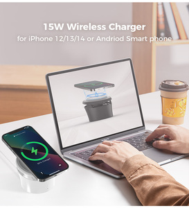 Factory Direct Black 2-in-1 Magnetic Cell Phone Holder Wireless Charger <b>Bluetooth</b> <b>Speaker</b> Smart Portable USB Qi Certified Office - Product Image 3