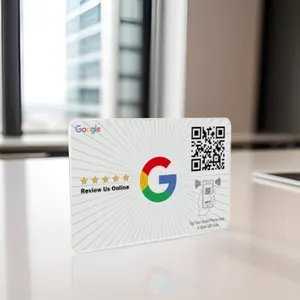 Tarjeta RFID T5577 blanca brillante de 125Khz, NFC Mate imprimible para negocios, código QR y revisión de Google, frecuencia segura de 13,56 Mhz