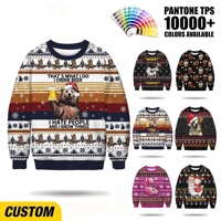 Sweat-shirt à col rond pour homme en polyester personnalisé avec impression intégrale pour les fêtes