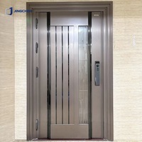 Puerta de Entrada Exterior de Acero Inoxidable Hecha a Medida para Villa con Aislamiento Acústico y Antirrobo, Diseño Moderno