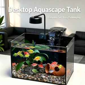 Jinjing Ultra-Clear Black-Back Desktop Eco Aquarium - Filtered Plant Tank - Product Image 2
