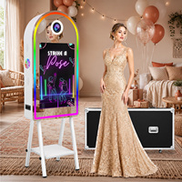 Machine Photobooth Miroir Magique Populaire de 32 Pouces à Écran Tactile pour Mariages, Compatible avec Imprimante, Arche Selfie