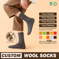 Nouvelles chaussettes en laine mérinos pour femmes couleur Pure laine épaissie éponge conception hiver thermique chaud floue chaussettes corps manchette Logo une chaleur