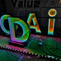 Panneau de miroir infini en verre de forme personnalisée 3D LED Panneau publicitaire Infinity Mirror LED Channel Lettre Signe