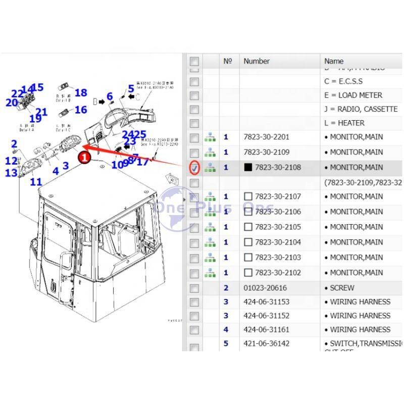 Komatsu Wheel Loader Monitor Panel 7823-30-2108 - High-quality
