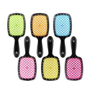 Brosse démêlante personnalisable avec logo, en plastique à mailles alvéolées, pour cheveux mouillés, avec fonction pagaie, brosse de douche ventilée, matériau des poils - Product Image 2