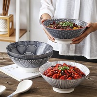Bol à ramen en céramique minimaliste moderne de 9 pouces, grand bol conique pour nouilles, assiette pour restaurant