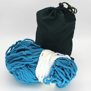 Hamac en corde de coton pour l'intérieur et l'extérieur Hamac en <span class=keywords><strong>filet</strong></span> en coton épais avec poche en maille Hamac simple pour adultes et enfants Balançoires - Product Image 4