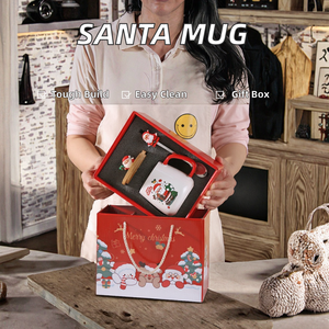แก้วกาแฟเซรามิกลายครอสบอร์เดอร์ซานตาคลอสสำหรับปีใหม่ ของขวัญคริสต์มาสสุดฮอต พร้อมช้อน แถมโปรโมชั่นพิเศษ - Product Image 2