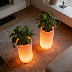 Vaso da Fiori Moderno Contemporaneo Impermeabile Luminoso con Luce LED, Piccolo Vaso da Giardino Durevole per Casa, Placcato e Rivestito, da Tavolo o da Terra - Product Image 2
