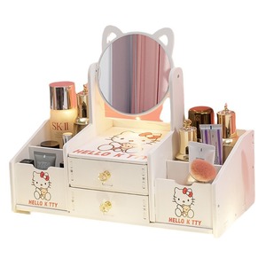 Hello Kitty <b>Makeup</b> Vanity Mirror With <b>Storage</b> Drawer Desktop Cosmetic Organizer For Girls Home Use - Product Image 5