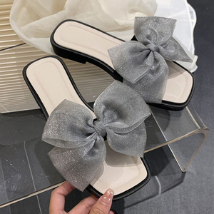 Sandales d'extérieur tendance pour femmes, élégantes, avec nœud brillant, style princesse, en PVC antidérapant, pour filles - Product Image 2