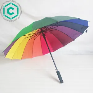 In bianco no logo superiore in plastica e manico in EVA 23 "x 16k arcobaleno ombrello