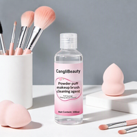 Nettoyant en gros pour houppettes et pinceaux de maquillage 100ml, en solution nettoyante, emballé pour le nettoyage des outils de maquillage