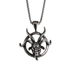 <b>Cross</b> Border European American Goat Head Pendant Stainless Steel Men Necklace SP1067 - Product Image 5