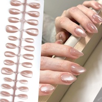Faux ongles français personnalisables XS/S/M, 30 pièces/rangée, forme amande courte, couleur unie, à presser, fournisseur d'ongles artificiels