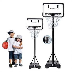 Aro de Basquete Infantil Transfronteiriço Padrão Adulto para Exterior/Interior com Haste Plástica Ajustável e Tabela Preta/Branca - Product Image 1