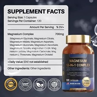 Capsules de Complément Alimentaire de Magnésium Complexe de Haute Qualité GMP, Formule à Marque Blanche, Glycine, Acide Malique et Composé de Magnésium