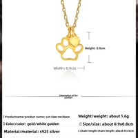 Nuevo Collar de Plata de Ley 925 con Diseño de Garra de Gato Hueca, Estilo Moderno y Lindo, Joyería Fina para Mujer