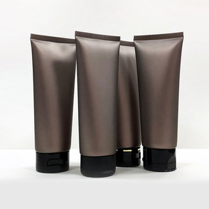 Plastic Squeeze Tube Matte Brown Gold 100ml PE Cosmetic Packaging <b>Flip</b> <b>Top</b> Custom Logo Hand Cream Lotion Facial Cleanser - Product Image 2