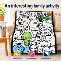 Nouvelle Couverture à Colorier DIY Monstre de Dessin Animé – Couverture Amusante à Gribouiller avec Marqueurs pour Activités Créatives à Domicile et Cadeaux DIY