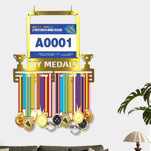 하이 퀄리티 벽 마운트 흰색 나무 메달 걸이 디스플레이 및 트로피 선반 메달 홀더 - Product Image 2