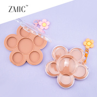 6 Pan Nude Flower Shaped Empty Eyeshadow Palette Empty Blush Highlighter Palette Plastik Eyebrow Concealer Palette dengan Aksesoris