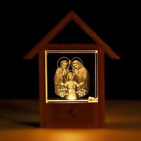 Nouveau Design Cube en Cristal 3D Gravé au Laser Veilleuse de Première Communion pour Décoration d'Intérieur