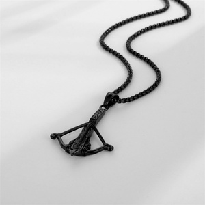 Fine Jewelry Hip Hop Stainless Steel <b>Bow</b> and Arrow Charm Pendant with Link Chain for Men-Wedding & Anniversary - Product Image 3