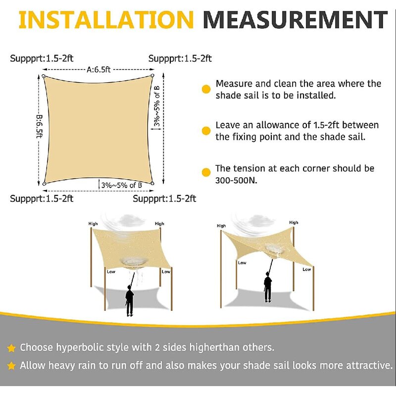 Rectangle 6.5'X 6.5' shade Canopy awning outdoor patio polyester fabric awning