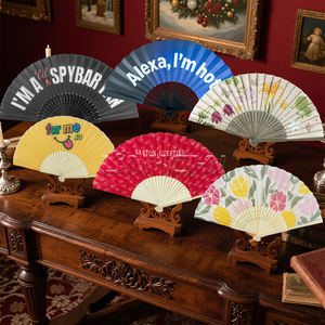 Atacado 21cm Portátil Bambu Folding Mão Fan Logotipo Personalizado Presente Do Casamento Pintado Decoração Disponível - Product Image 5