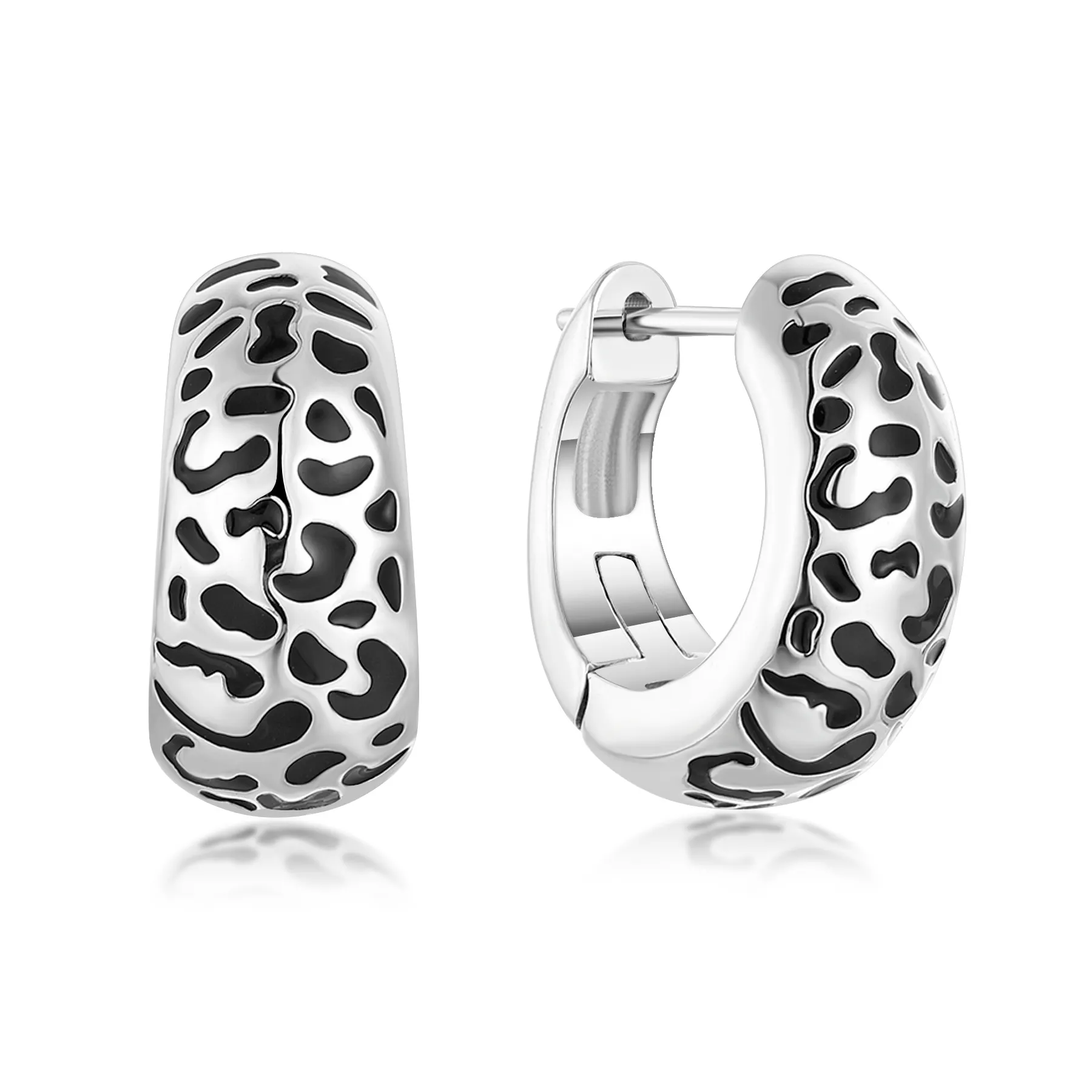 QX Custom OEM Minimalist Design 925 Sterling Silver Vintage Fine Jewelry Zebra Pinto Hoop   Huggie Earings Women Luxury