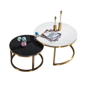 Mesa de Centro Moderna para Sala de Estar, con Patas de Acero Dorado y Panel Superior de Madera, Estilo Lujoso, para <span class=keywords><strong>Café</strong></span> o Té - Product Image 1