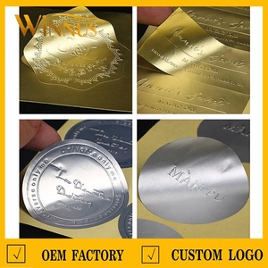 Tùy chỉnh sang trọng bao bì nhãn dán rượu vang mỹ phẩm nước hoa chai Nhãn bạc Rose Gold 3D dập nổi logo tự dính Nhãn dán nhãn - Product Image 2