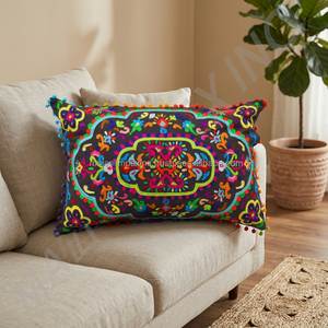 Collection Énorme de Housses de Coussin Bohèmes Brodés à la Main, Personnalisables, en Coton Indien, Style Hippie, pour la Décoration de la Maison - Product Image 2