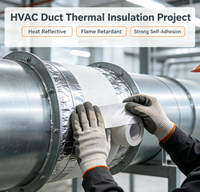 Ruban en tissu de fibre de verre haute résistance avec feuille d'aluminium, réfléchissant la chaleur et ignifuge pour l'isolation thermique des conduits CVC
