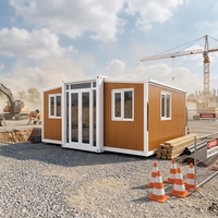 Rumah Kontainer Ekspansiabel Prefabrikasi Rumah Mungil Desain Kayu Dua Sayap Bangunan Kantor Modular Portabel Tahan Api Tahan Angin