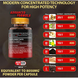 Wins Town Capsules d'énergie masculine Maca Ginseng Ashwagandha 60 Capsules Complément alimentaire naturel à base de plantes Immunité avec Vitamine Zinc - Product Image 2