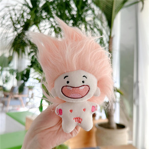 Linda muñeca de peluche con pelo rosa, cara bordada, juguete suave de 11 cm a 30 cm, unisex, para aliviar el estrés, animal de peluche para niños mayores de 3 años - Product Image 1