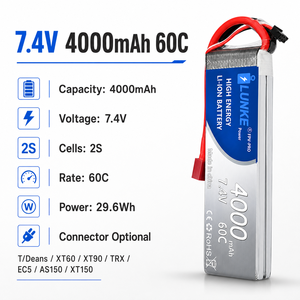 Lipo Pil 2S 7.4V 4000mah 60C Araba Kamyon Canavar Tekne RC Oyuncak XT60 T EC3 EC5 XT90 XT30 906090 için - Product Image 5