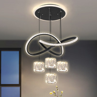 Lustre en cristal de luxe d'usine 85-265V 80W à trois couleurs, dimmable, avec télécommande, luminaire suspendu pour salle à manger 2026