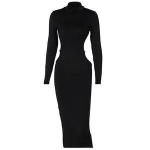 <span class=keywords><strong>Vestido</strong></span> de Fiesta Elegante y Sexy para Mujer, Color <span class=keywords><strong>Negro</strong></span>, <span class=keywords><strong>Cuello</strong></span> <span class=keywords><strong>Alto</strong></span>, Espalda Descubierta, Ajustado, Manga Larga, para Club o Eventos - Product Image 5